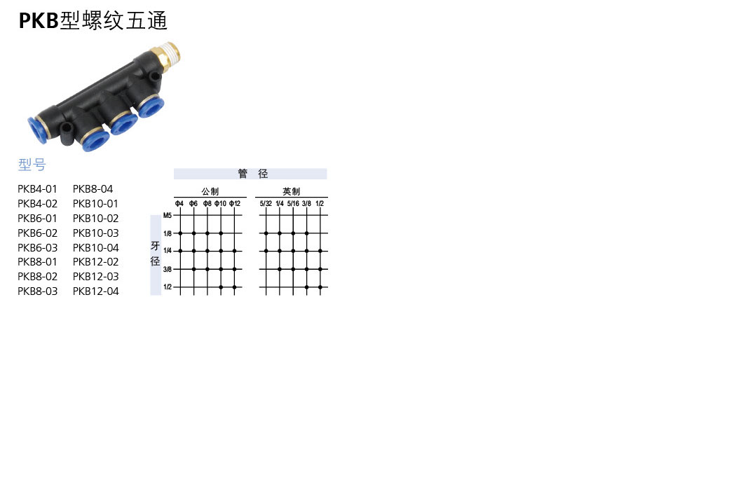  PKB型外螺紋五通快插接頭